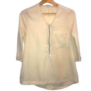 Vintage Converse cream half zip top​ medium women's Y2K casual monochrome cream